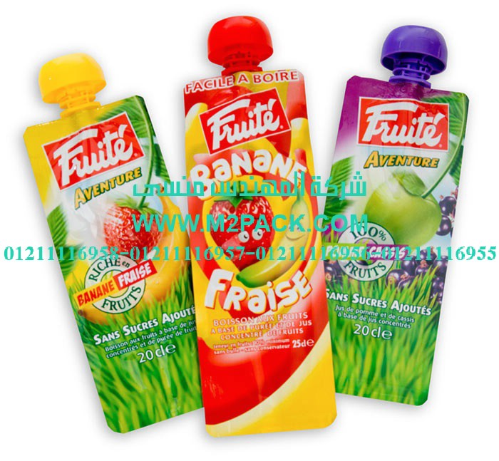 كيس تعبئة العصائر التي نقدمها نحن شركه المهندس منسي للتغليف الحديث و الصناعات الهندسيه - ام تو باك