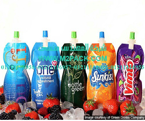 كيس تعبئة العصائر انبوبية العنق التى نقدمها نحن شركة المهندس منسي للصناعات الهندسيه و توريد جميع مستلزمات التغليف الحديث - ام تو باك